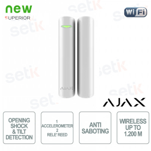 Ajax Superior DoorProtect Plus Jeweller Bianco – Sensore Apertura con Urto e Inclinazione