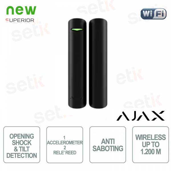 Ajax Superior DoorProtect Plus Jeweler Noir – Capteur d'ouverture avec protection antichoc et anti-inclinaison