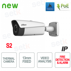 Cámara IP Dahua PoE Cámara Térmica Análisis de Vídeo de 13mm y Alarma de Incendio - S2