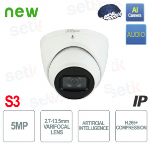 Telecamera AI IP ONVIF® ePoE 5MP 2.7mm~13.5mm WDR Audio Dahua - S3