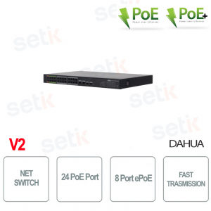 SWITCH INDUSTRIALE POE 16 PORTE PoE + 8 PORTE ePOE DAHUA - V2