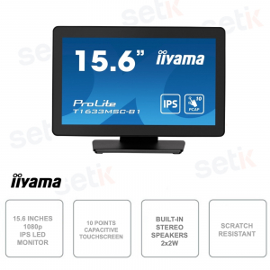 Moniteur 15,6 pouces - Écran tactile capacitif 10 points - Full HD 1080p - 5ms - HDMI - DisplayPort