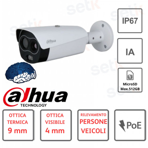 DAHUA DUAL SENSOR THERMAL 9MM AND VISIBLE 4MM IA CAMERA