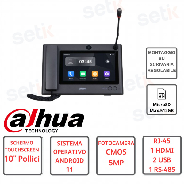 CENTRALINO DI GESTIONE DAHUA MASTER STATION 10 PER TELEFONI SOS E VIDEOCITOFONI