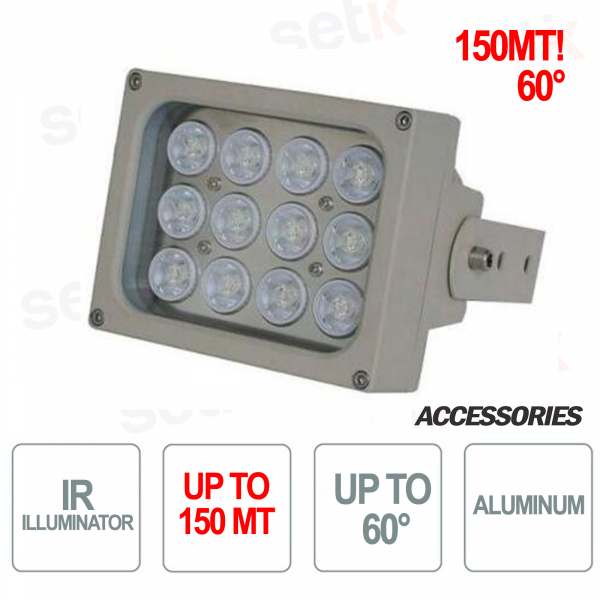 Illuminatore infrarosso per telecamere IR 12 LED 150M 60° - Setik