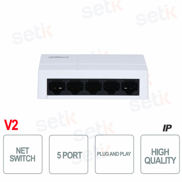 Commutateur réseau Gigabit 5 ports Dahua PFS3005-5GT-L2 | Connexion rapide et stable