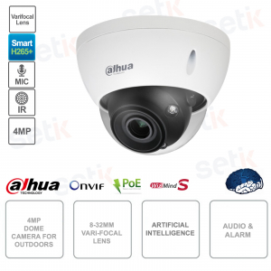 POE ONVIF Dome IP camera - 4MP - 8-32mm varifocal lens - Artificial intelligence - S3