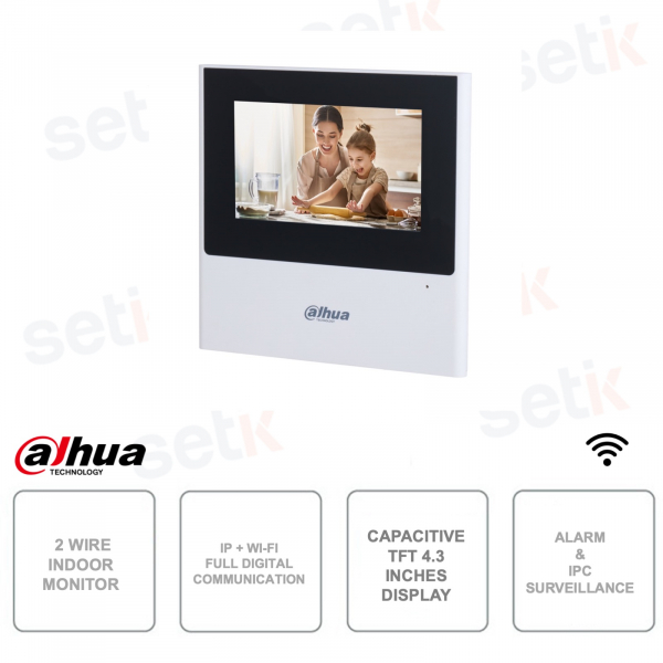 Zweidrahtiger IP- und WIFI-Innenmonitor – 4,3-Zoll-Touchscreen-Bildschirm – Türentriegelung