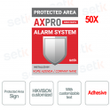 KIT 50X Hikvision Adesivi Cartelli Area Protetta Antintrusione Allarme Personalizzati per Professionisti in Italiano