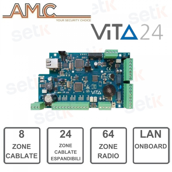 Centrale VITA24 -IBRIDA 8/24 zone cablate - 64 zone radio-LAN