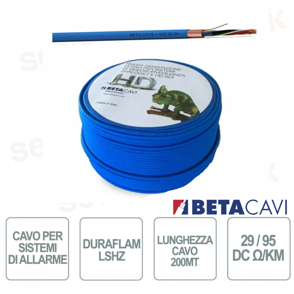 SIC-EL 34_SF200 - Cavo per sistemi di allarme antintrusione e antirapina - Lunghezza cavo 200 mt - esterno e interno - Beta Cavi