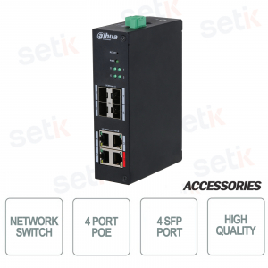 Switch Industrial 8 puertos PoE reforzado 4 puertos + 4 SFP 1000 Mbps - Dahua