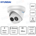 Cámara domo IP ONVIF PoE - 4MP - lente fija de 2,8 mm - IR 30 - Hyunday