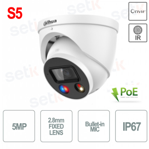 Caméra couleur Dahua TiOC 5 MP avec objectif 2,8 mm et audio intégré