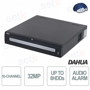 NVR IP 16 Canali Onvif 32MP Registratore di Rete AI 512Mbps 2U 8HDDs WizSense - Dahua