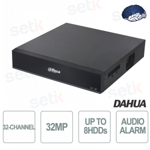NVR IP 32 Canali Onvif 32MP Registratore di Rete AI 512Mbps 2U 8HDDs WizSense - Dahua