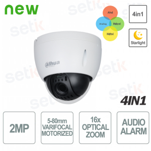Telecamera PTZ Dahua 4in1 Motorizzata 2MP 16X Starlight IP66 IK10