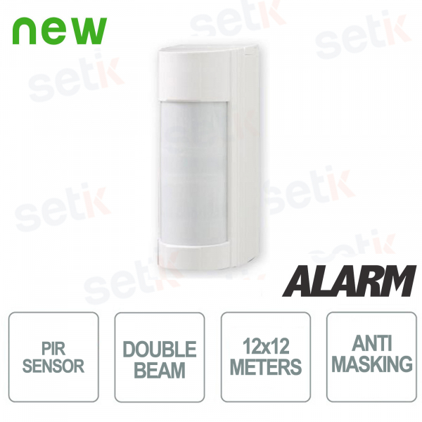 copy of Detector PIR exterior de doble haz de alambre 12 metros y 90° - IP55 - Setik
