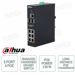 Switch di rete 8 porte Managed Hardened 4 Porte PoE - Dahua