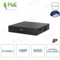 NVR IP 16 Canali PoE H.265 16MP 256Mbps 2U 8HDD - Dahua