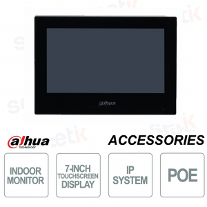 Dahua IP indoor station 7 Inch TFT Monitor Touch PoE MicroSD - Black colour