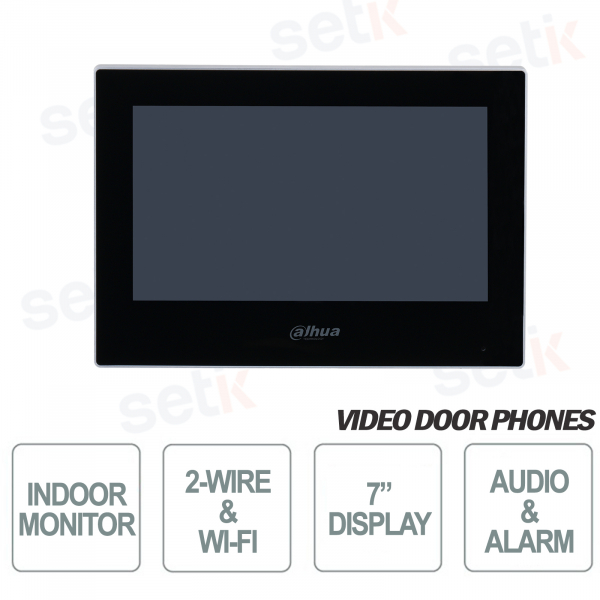 Interne Station 2 Drähte und WIFI Dahua Monitor SIP 7 Zoll Touch Schwarz