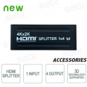 Répartiteur HDMI 1 Entrée + 4 Sorties - 4K - Setik