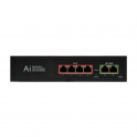 Switch Poe de Red 4 puertos + 2 Uplinks hasta 250 metros 10/100MBPS 65W