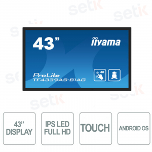 Monitor Touchscreen 43 Pollici Full HD Altoparlanti - 8Ms 60Hz - Edge to edge glass, Open Frame