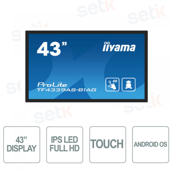Haut-parleurs pour écran tactile Full HD de 43 pouces - 8Ms 60Hz - Verre bord à bord, cadre ouvert