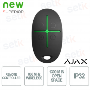 Télécommande sans fil Ajax Superior SpaceControl Jeweler noire avec bouton panique