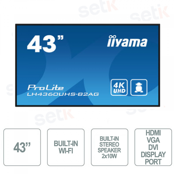 ELED VA Professional Monitor 4K UHD 43" Zoll WiFi iiSignage² Android