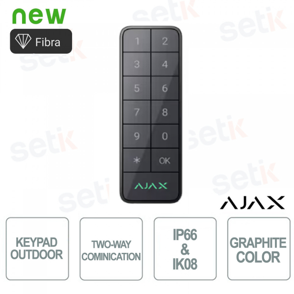 Superior KeyPad Outdoor Fibra Grafite Tastiera Cablata IP66 IK08 con Autenticazione Multipla e Protezione Antisabotaggio - Ajax