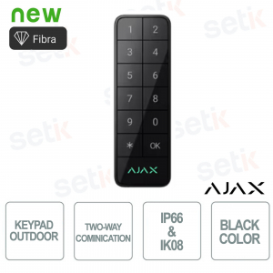 Superior KeyPad Outdoor Fibra Nero Tastiera Cablata IP66 IK08 con Autenticazione Multipla e Protezione Antisabotaggio - Ajax