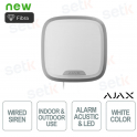 Superior StreetSiren Plus Fibra Bianca Sirena Cablata 107dB IP54 Fibra 2000m Antisabotaggio Backup 2h - Ajax