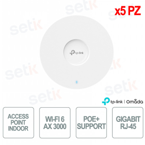 TP-Link Omada EAP653 5x Access Point Indoor 5 Pezzi WiFi 6 AX3000 Slim Design per Reti Aziendali ad Alta Densità