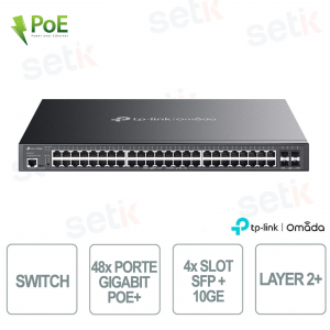 Commutateur Gigabit PoE+ 48 ports TP-Link Omada SG3452XP et 4 emplacements SFP+ 10GE - L2+ géré