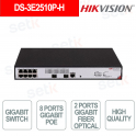 Switch di rete 8 Porte Gigabit PoE - 2 porte Gigabit fibra ottica -