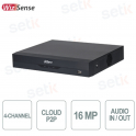 4-Channel IP NVR 4K H.265+ up to 16MP 1HDD Audio - WizSense Dahua