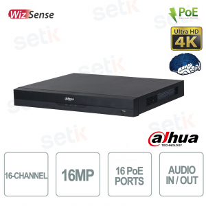 Enregistreur vidéo numérique WizSense IP 16 canaux 4K H265+ 16 MP 16 POE - DAHUA