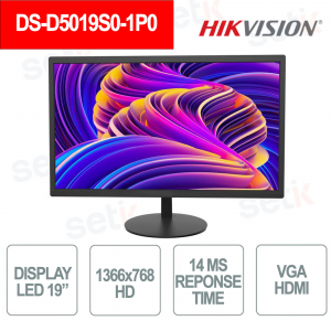 DS-D5019S0-1P0: 19" HD LED monitor - 75Hz - 14ms - VGA - HDMI - Hikvision