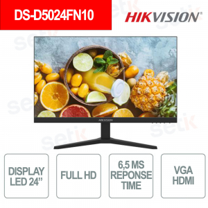 DS-D5024FN10: Monitor LED 24" Full HD - 75Hz - 6.5ms - VGA - HDMI - Hikvision