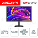 DS-D5222F2-1V1S : Moniteur LED Full HD 21,5 pouces – 75 Hz – 6,5 ms – VGA – HDMI – Hikvision