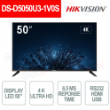 DS-D5050U3-1V0S: 50" 4K Ultra HD LED Monitor - 60Hz - 6.5ms - RS232 - HDMI - USB - Hikvision