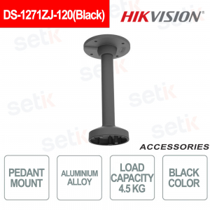 Supporto pendente in lega di alluminio per telecamere mini dome - colore Nero - Hikvision