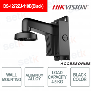 Aluminum Dome Camera Wall Mount Bracket with Junction Box - Black - Hikvision