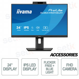 Monitor iiyama prolite 24" IPS led webcam and microphone - 100Hz - Has (150mm) + Pivot (rotate both sides)