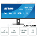 Moniteur incurvé Prolite 34 pouces Full HD, 0,4 ms, sans scintillement, haut-parleur, lumière bleue - Has (150 mm) - IIYAMA