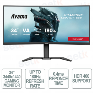 Moniteur RED EAGLE™ 34 pouces incurvé 1500R Ultra Wide UWQHD 3440 x 1440 120 Hz Freesync™ Premium Pro PBP