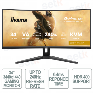 Moniteur GOLD PHOENIX™ 34 pouces incurvé 1500R Ultra Wide UWQHD 3440 x 1440 240 Hz Freesync™ Premium Pro PBP